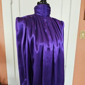Vintage 90's Power Shoulder Satin Blouse S-6